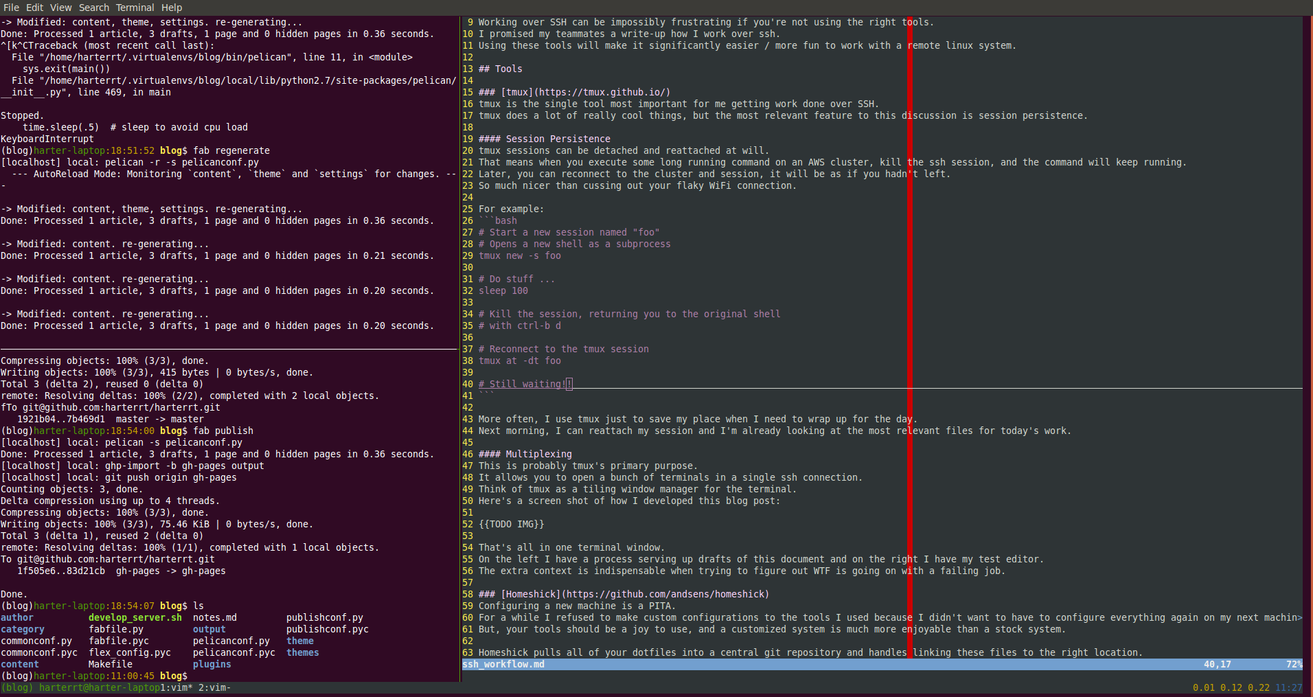 tmux session